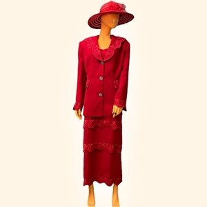 SUNDAYS by NUBIANO Skirt Suit with Embroidery and Rhinestones Plus Size